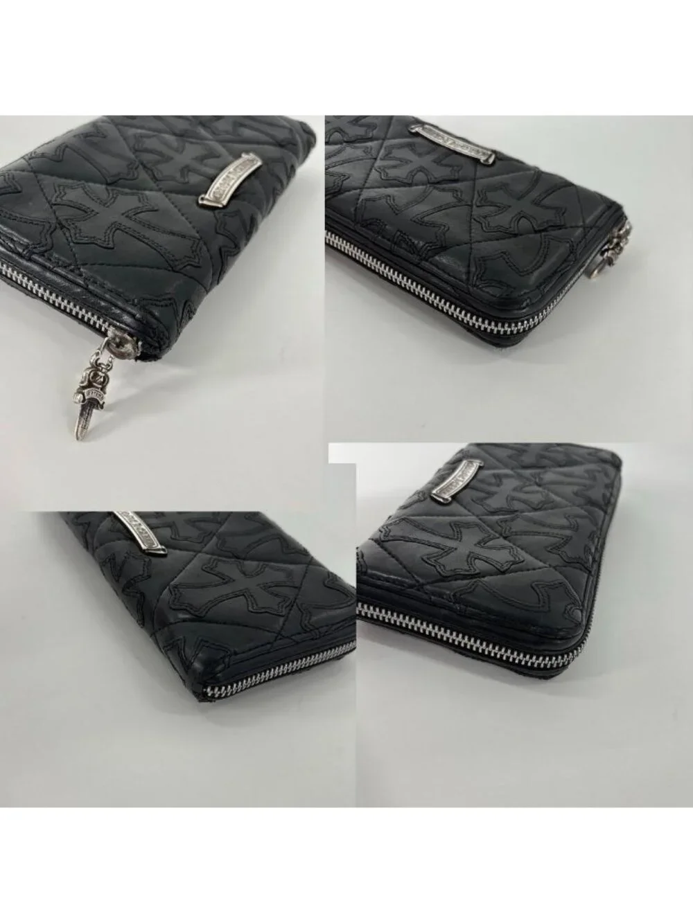 Chrome Hearts Rec Fzip Quilted Cemetery Cross Wallet